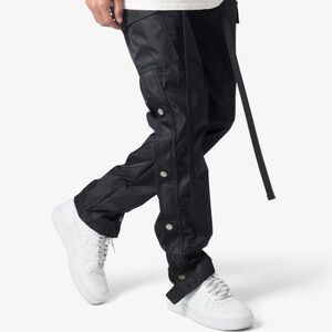 MNML Black Cargo Pants with Strap Detail